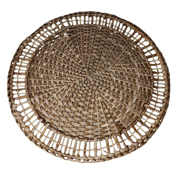 Set Of Four Brown Woven Rattan Placemats Charger Plates Open Weave Design 13" - Picture 2 of 11